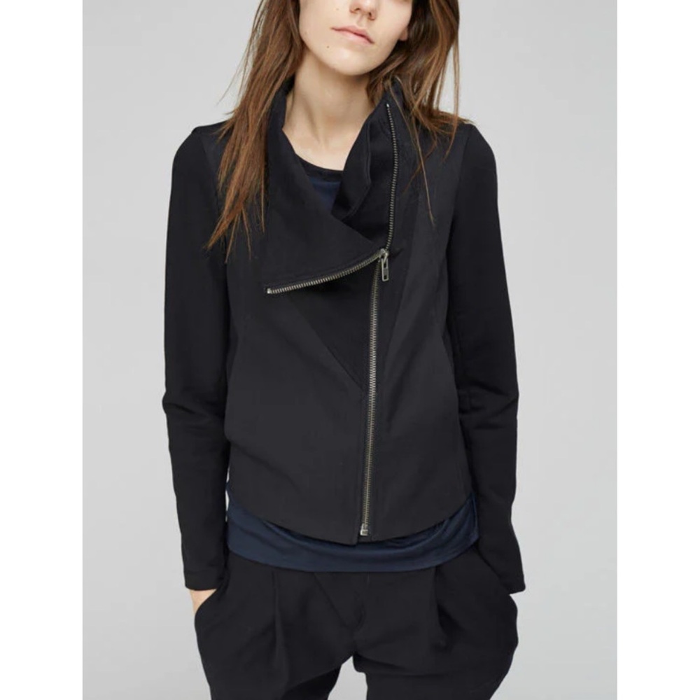 Nordstrom Signature‎ Womens Asymmetrical Moto Jacket S Navy Blazer Office Sporty